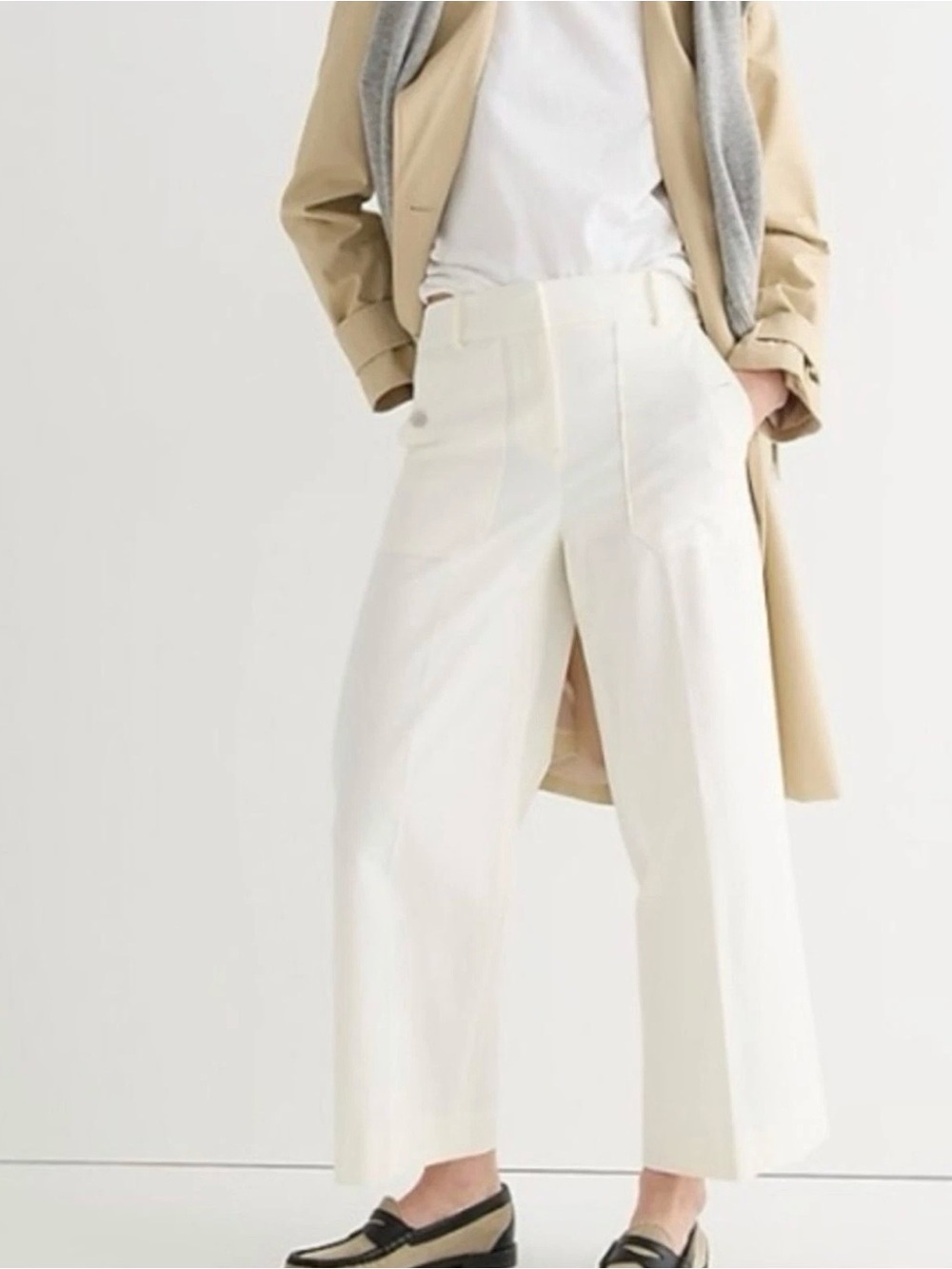 J.Crew Sydney Cropped Wide-Leg Pant Bi-Stretch Cotton Blend Ivory  size 12. NWT